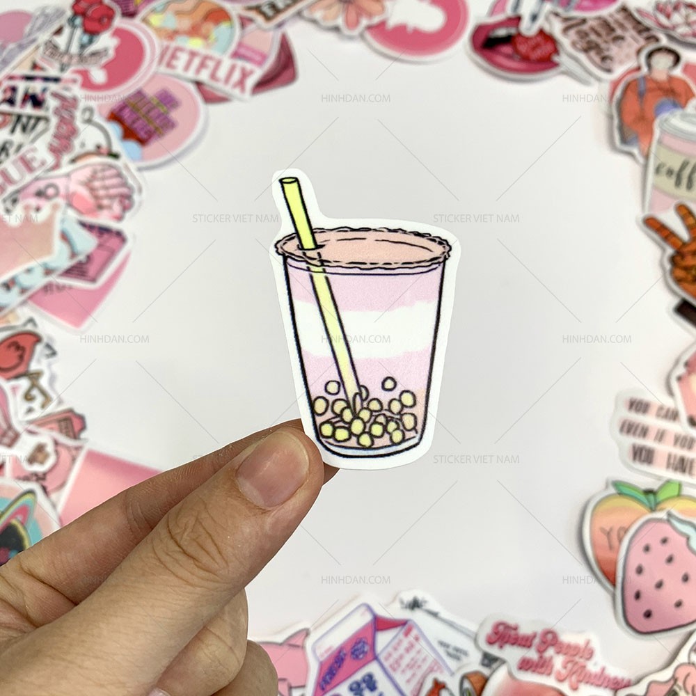 Màu Cam Đào StickerS - Peachy Dễ Thương Chất Liệu PVC Cao Cấp Chống Nước Dán Trang Trí Nón Bảo Hiểm | Sticker Việt Nam