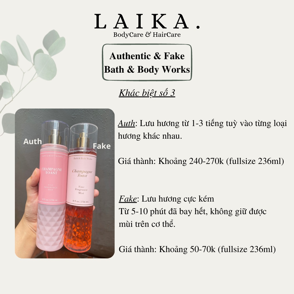 Body mist xịt thơm toàn thân bodymist Bath & Body Works LAIKA