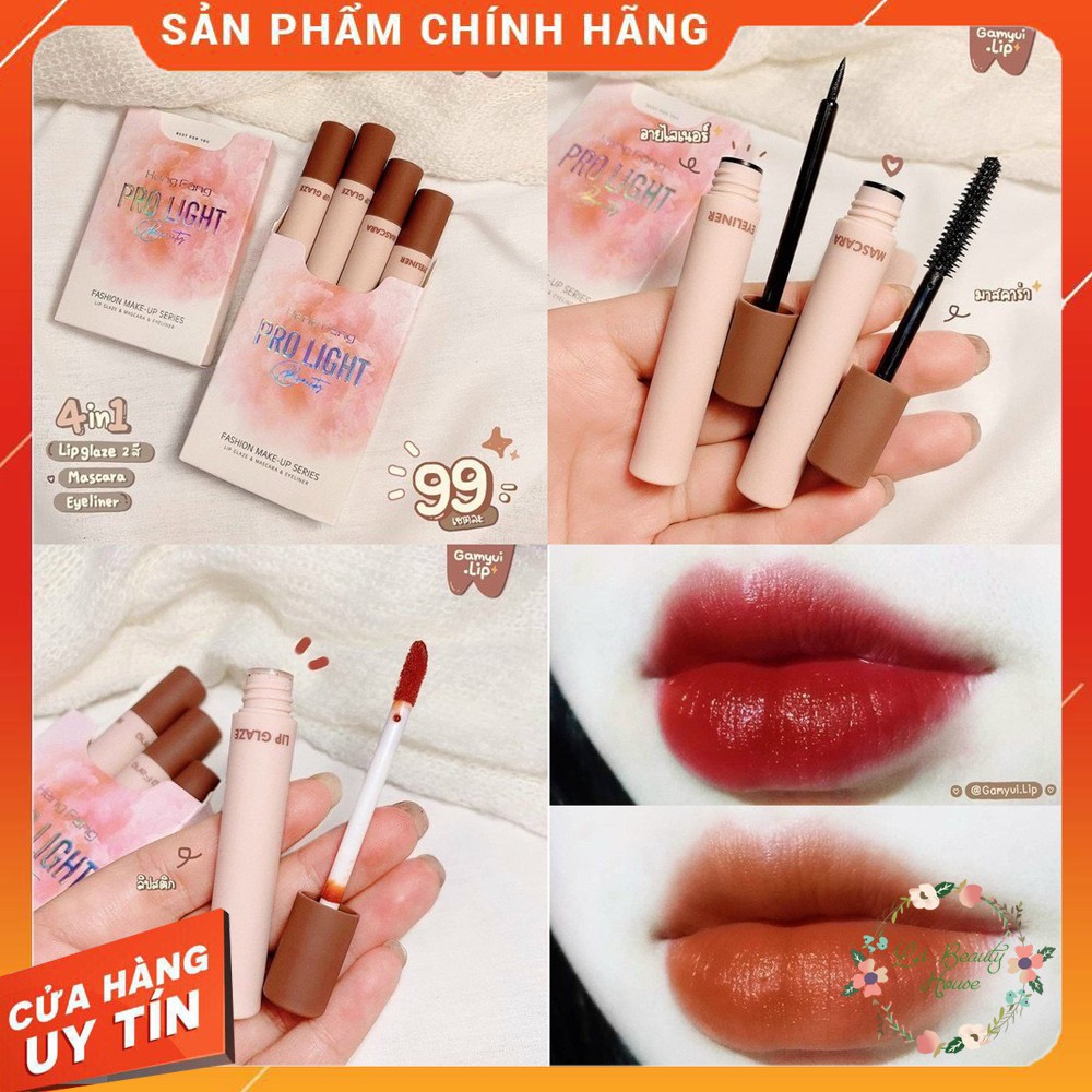 Set Trang Điểm Mắt Môi Pro Light Heng Fang Beauty Fashion Make Up Series 4 Món (Mascara + Kẻ mắt + 2 Son lì)