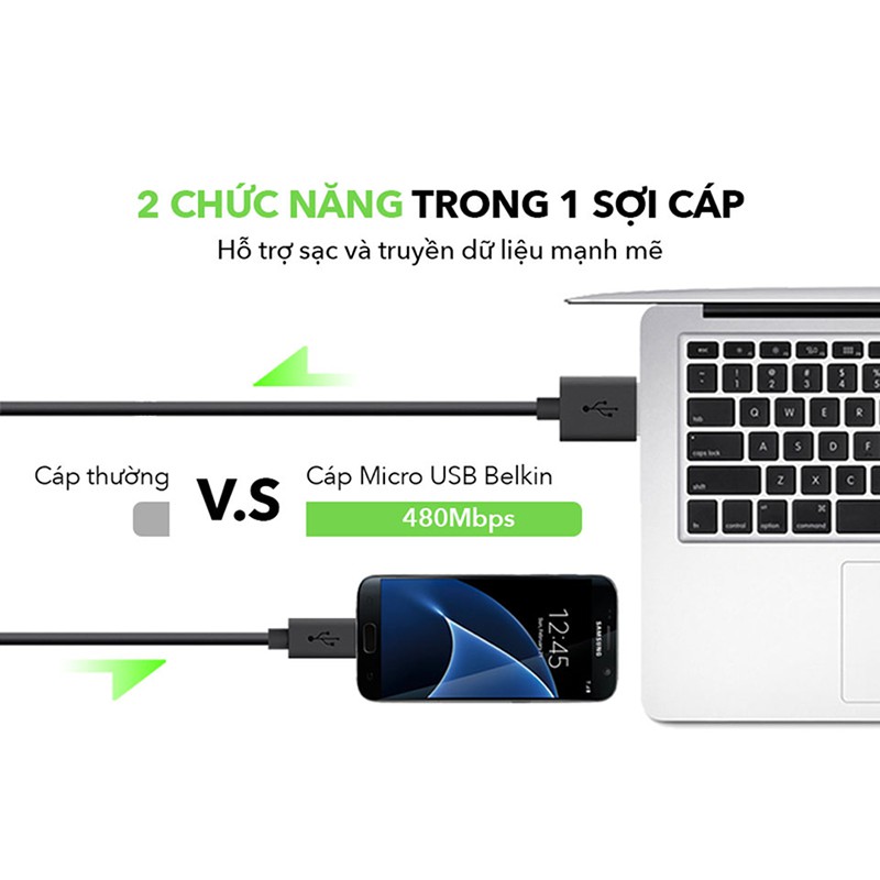 Cáp Micro USB ngắn 20Cm sạc cấp nguồn cho Smartphone Máy tính bảng nhanh chóng