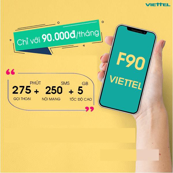 Sim Viettel Gói Cước Siêu Rẻ , Gói F90 Tặng Ngay 10K Trong Tài Khoản ( Sim Chuyên Dùng Data )