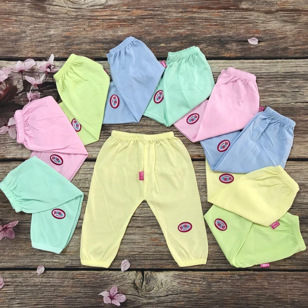 Set 5 quần dài sơ sinh baby born đủ màu vải cotton co giãn cho bé  từ 3 đến 10kg