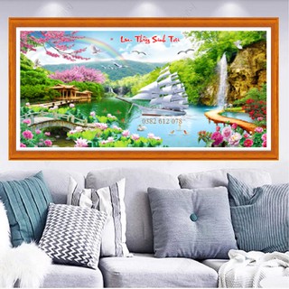 Tranh Đính Đá Phong Cảnh Lưu Thủy Sinh Tài LG-1073 Kích Thước 130x70cm