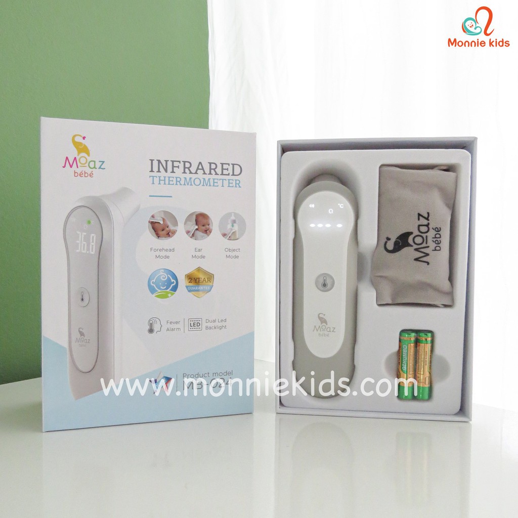 Nhiệt kế hồng ngoại đa năng Moaz BéBé MB-024, nhiệt kế đo trán đo tai cho bé - Monnie Kids
