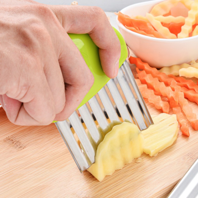 Dao thái tạo hình rau củ quả hình lượn sóng kích thích thị giác cho bé ăn dặm BLW có tay cầm chắc chắn Bunakids AD11