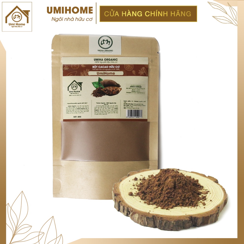 Bột Cacao nguyên chất UMIHOME hữu cơ 135g Uống và đắp mạt nạ dưỡng da