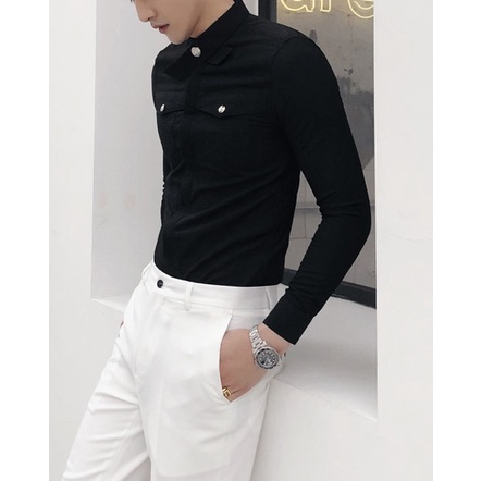 Áo sơ mi nam, Áo sơ mi dài tay làm từ hỗn hơp rợi tổng hợp, co giãn nhẹ, mặc thoải mái, thấm hút mồ hôi N11