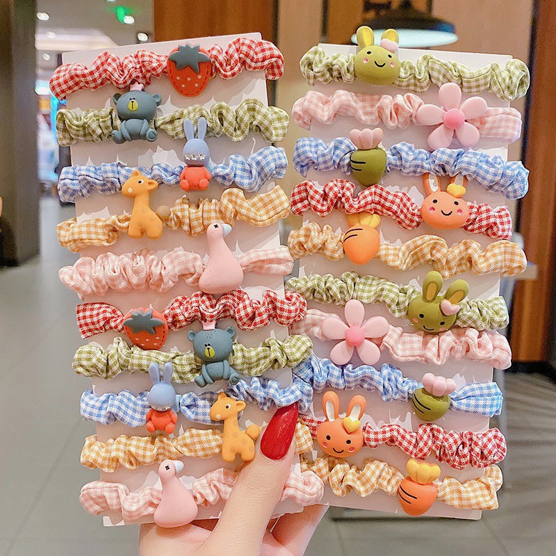 Chun buộc tóc vải đính hoạ tiết hoạt hình nhiều màu & hoa văn cho bé gái