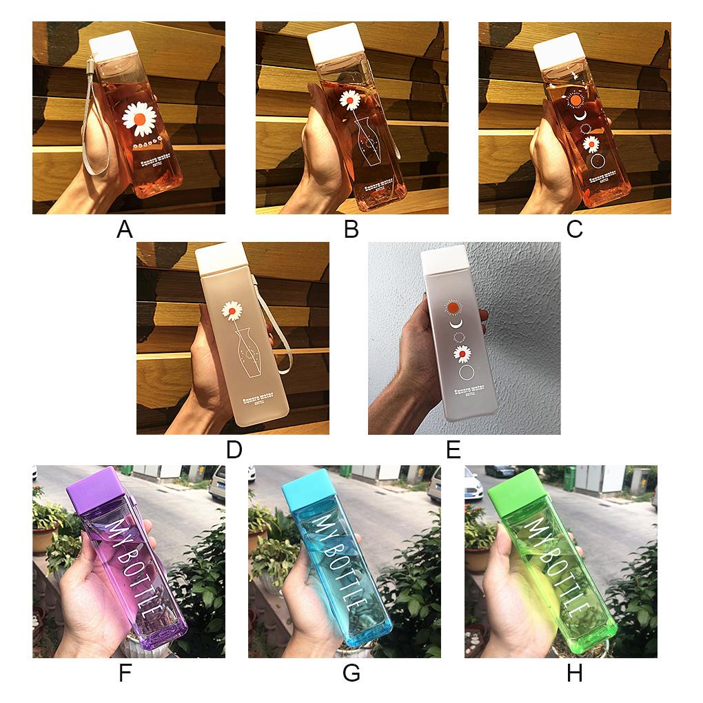 Bình Nước Nhựa Trong Suốt Hình Vuông Dung Tích 500ml ff86