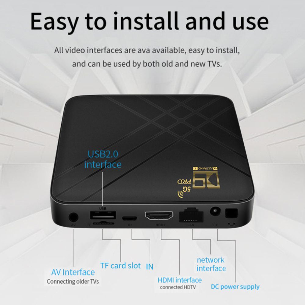 TV Box chiếu phim tại nhà D9 PRO lõi 4 Bluetooth 4K H.265 2021 phát truyền thông 8+128GB Amlogic S905L Android 10.0