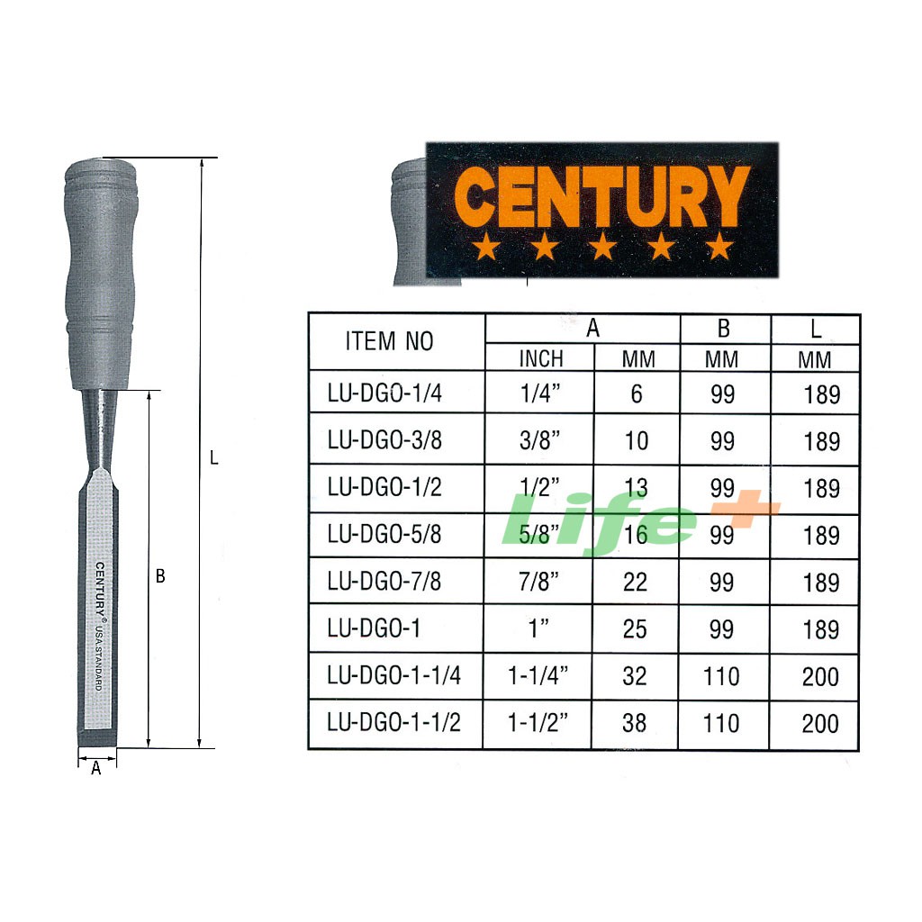 Đục gỗ cầm tay mũi dẹt Century