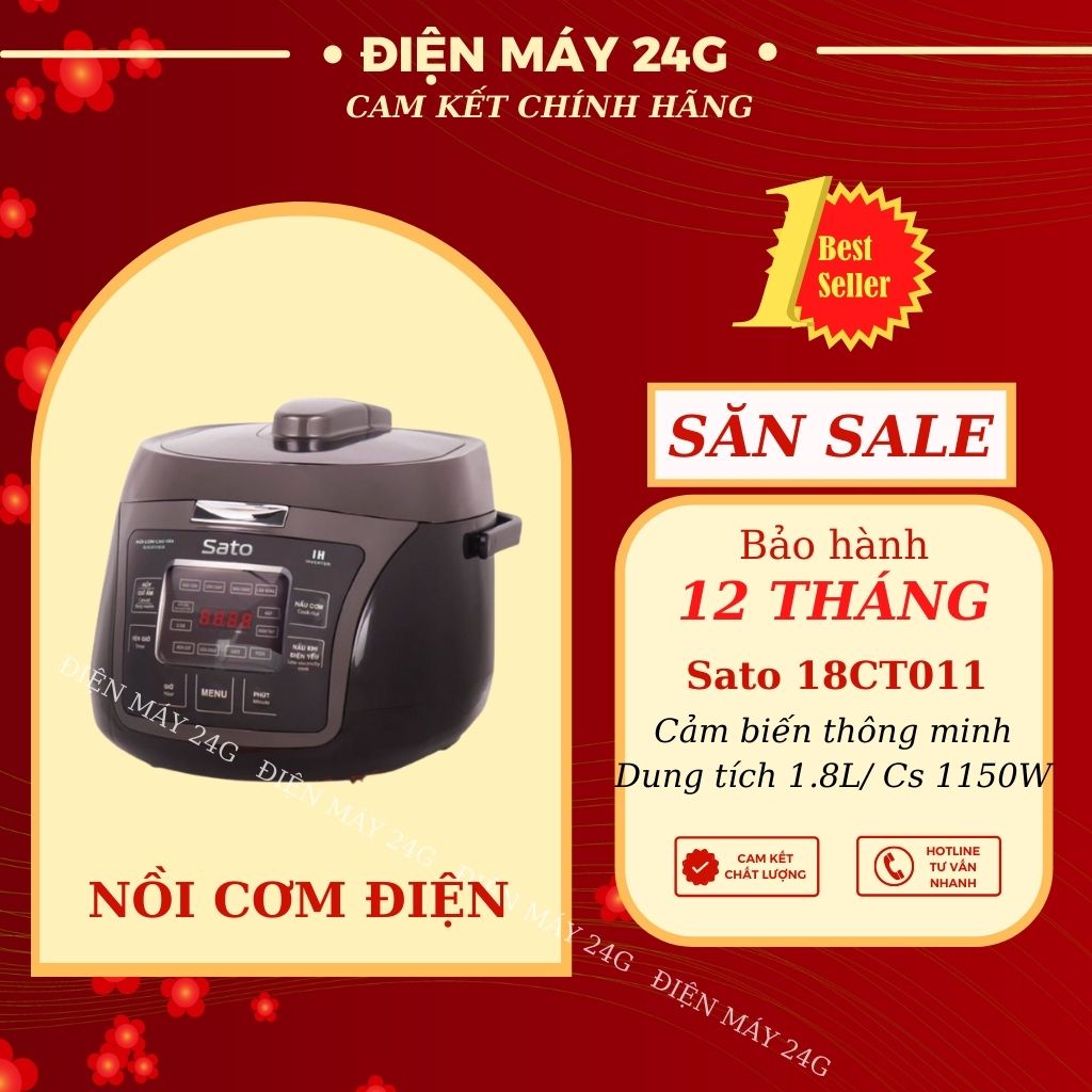 Nồi cơm điện Sato 18CT011 1.8L nồi cơm cao tần Nhật Bản thiết kế sang trọng hiện đại màu sắc tinh tế bảo hành chính hãng