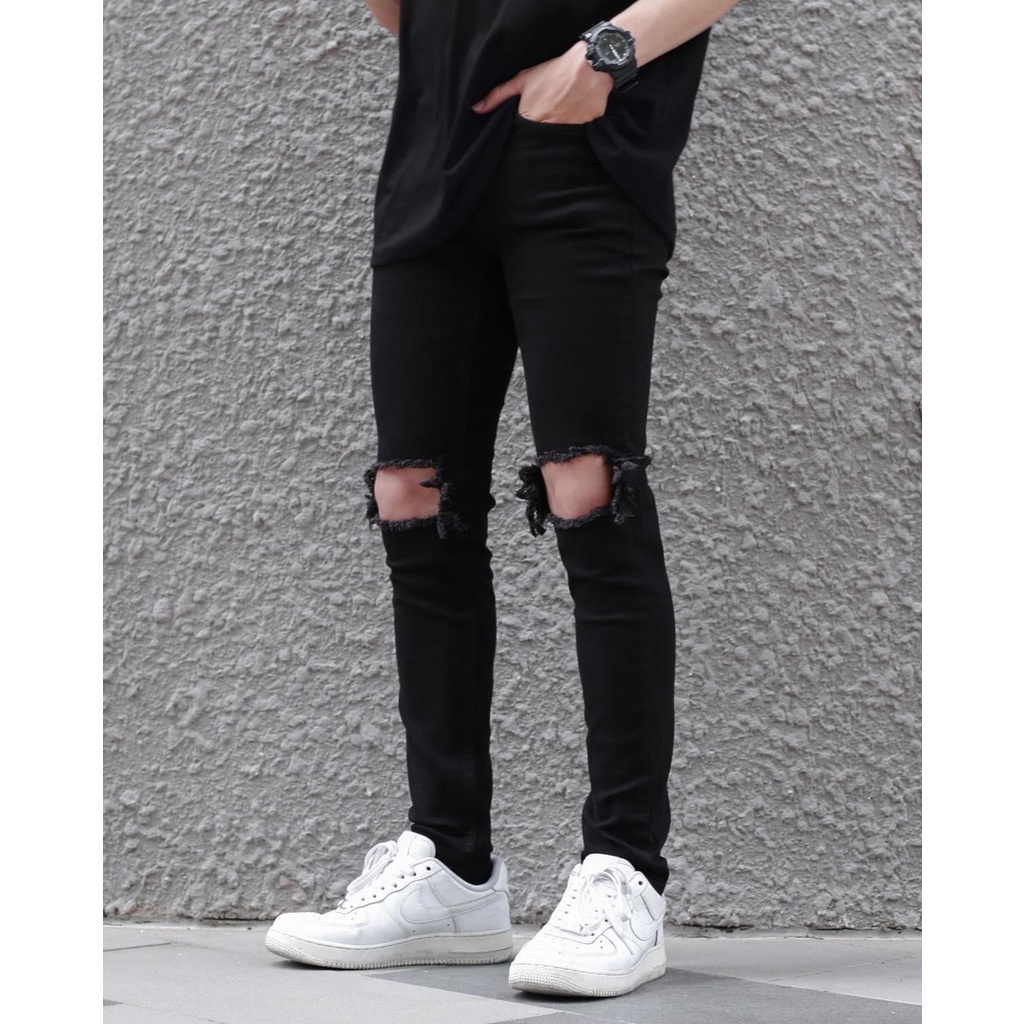 ☁✌Quần Skinny Jean Nam Rách Gối Đơn Giản Năng Động Bảnh Trai
