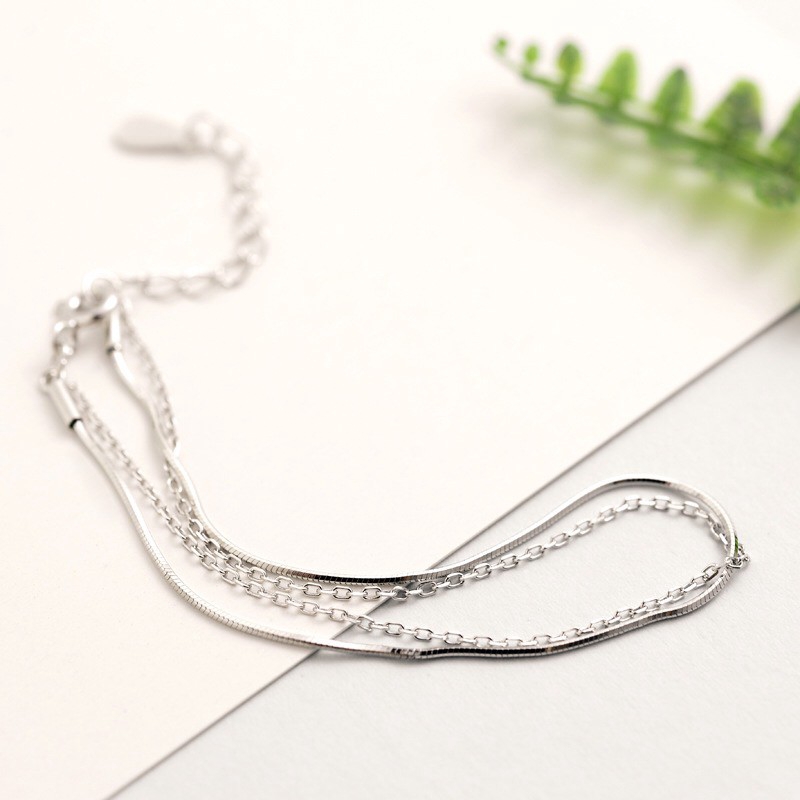 Vòng Đeo Tay MG STUDIO Từ Bạc Sterling S925 Hai Lớp Kiểu Xương Rắn Siêu Mịn | BigBuy360 - bigbuy360.vn