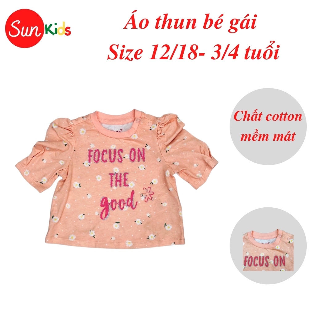 Áo thun cho bé gái, áo phông bé gái chất cotton mềm mát, size 12m - 3/4 tuổi - SUNKIDS