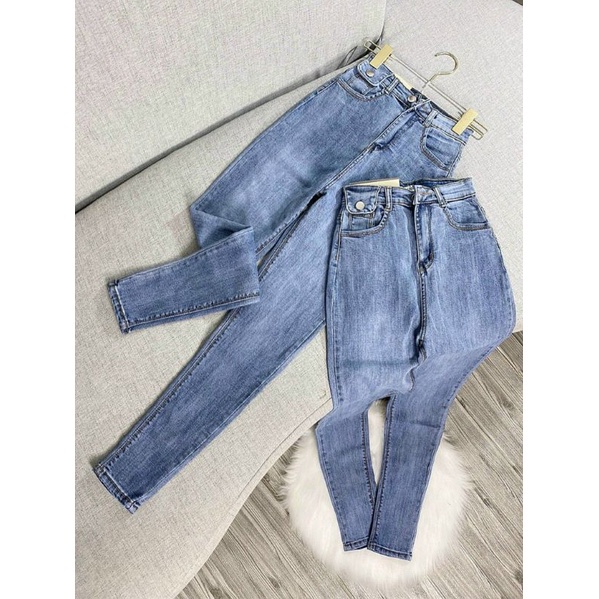 Quần Jean Nữ Lưng Cao Nắp Túi Co Giãn - Quần Bò Nữ Cạp Cao Dáng Ôm Nắp Túi Chất Jeans Đẹp Cao Cấp Senorita