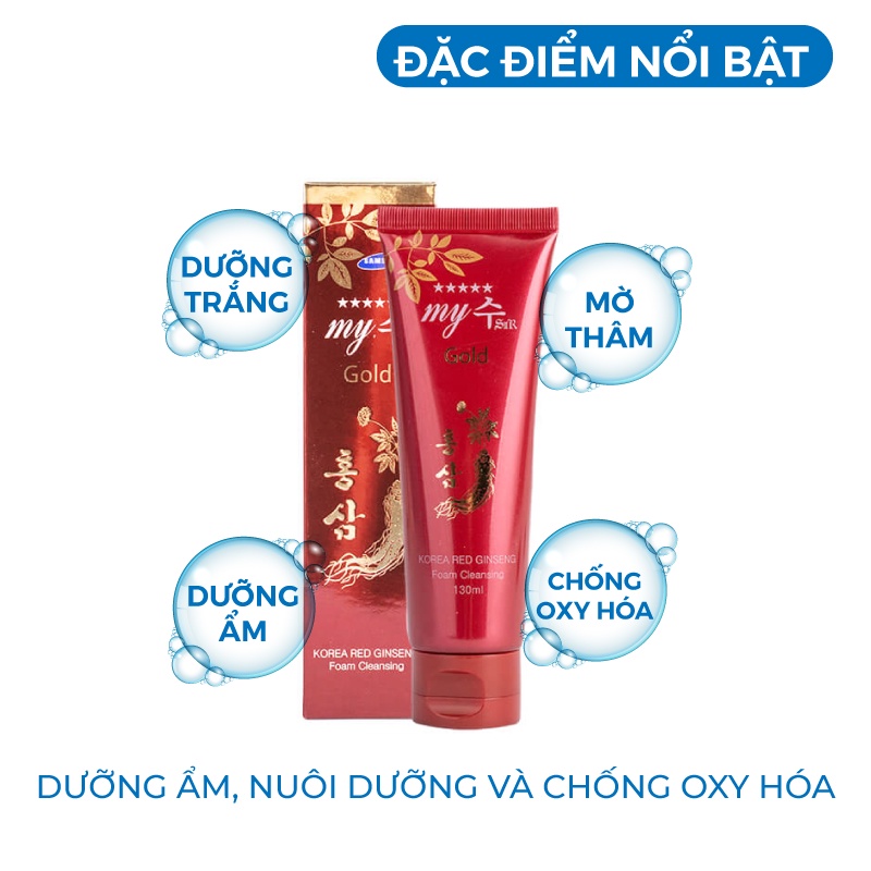 Sữa rửa mặt trắng da - sữa rửa mặt giảm mụn Hồng Sâm Đỏ My Gold Hàn Quốc 130ml