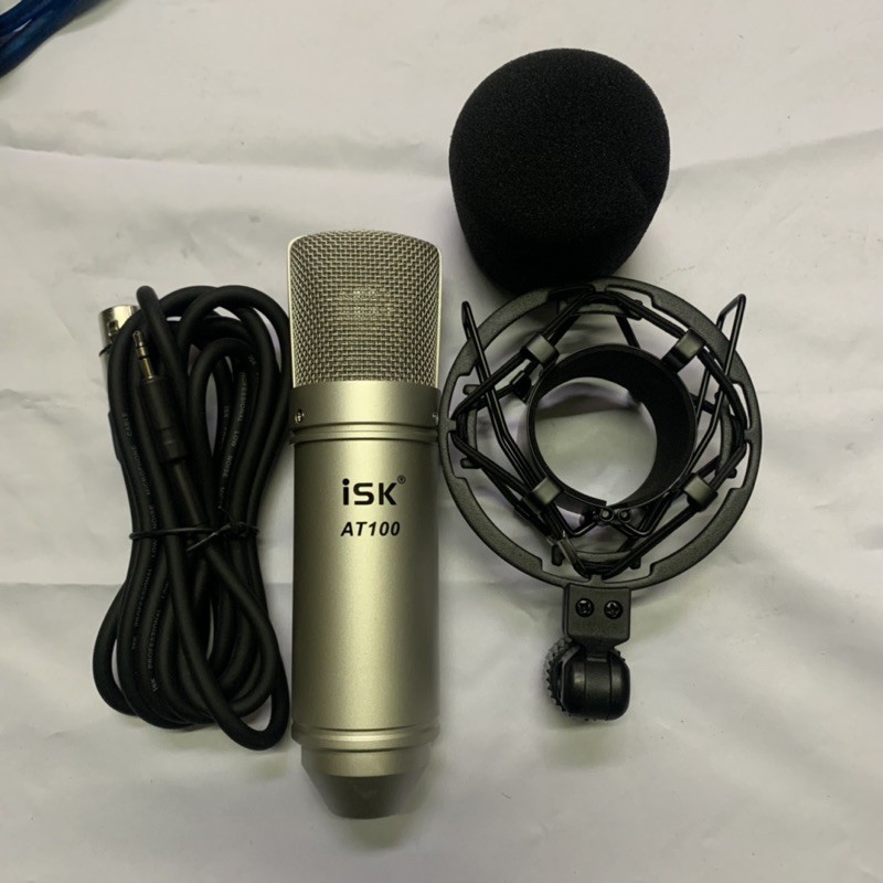 Bộ Mic Hát Karaoke Thu Âm AT100-xox K10 Bản Kỷ niệm 10 năm tặng tai nhét và giá để điện