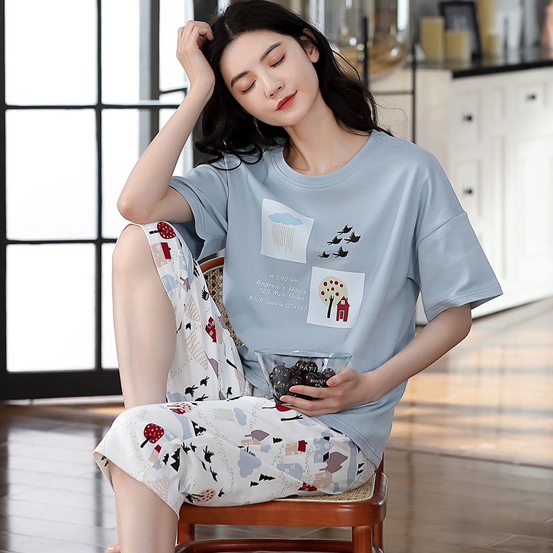 Đồ bộ nữ mặc nhà lửng cotton