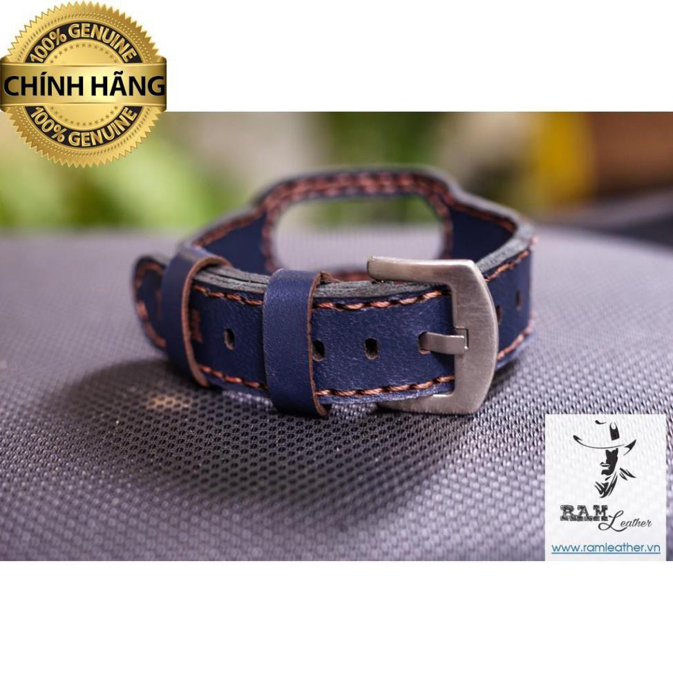 DÂY MIBAND 4 / MIBAND 3 / MIBAND 5 DA BÒ XANH NAVY - DA BÒ THẬT-CHÍNH HÃNG RAM LEATHER .