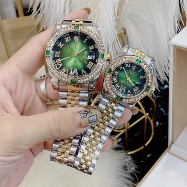 Đồng hồ nam nữ Rolex - unisex Dây kim loại 5 sợi điểm đá màu sang trọng đẳng cấp