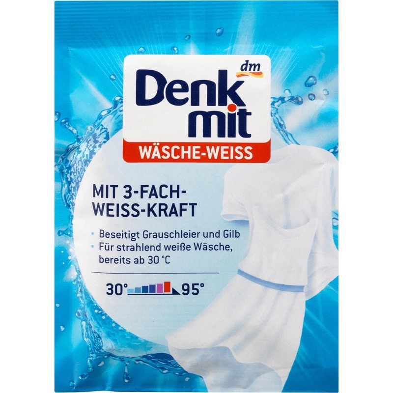 Denkmit - Bột giặt tẩy trắng quần áo, tăng độ trắng sáng Wasche Weiss 50g- hàng nhập khẩu Đức