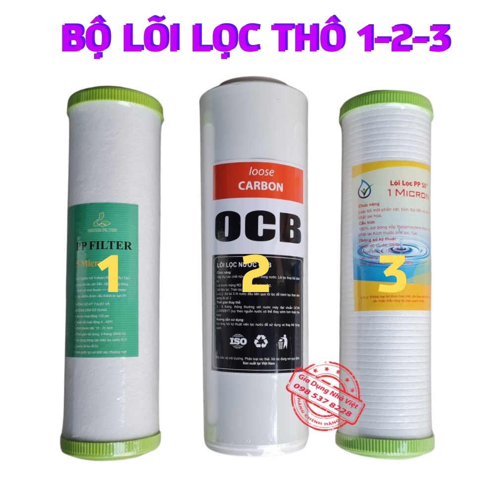 Lõi Lọc Nước 1 2 3 Lọc Thô hàng chính hãng dùng cho các loại máy lọc nước RO