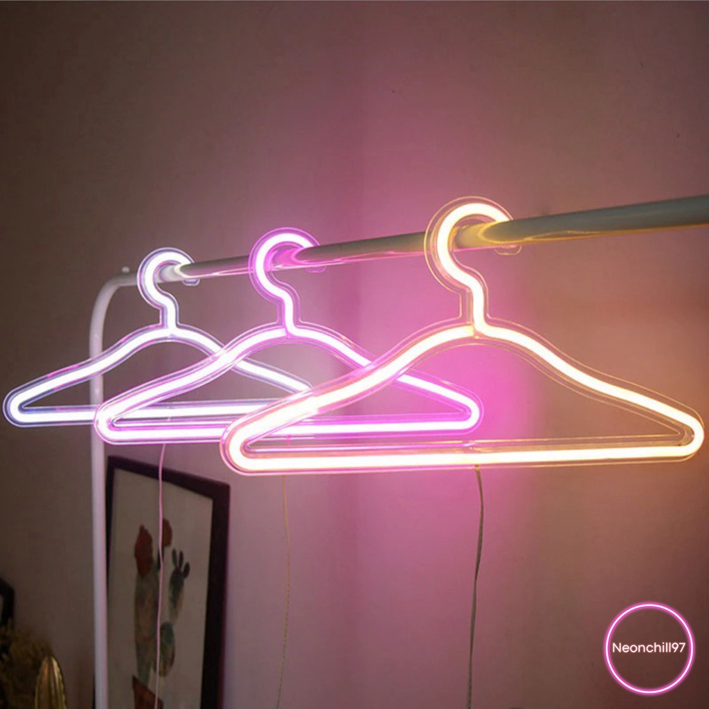 Đèn led neon móc treo quần áo NEONCHILL97 21 x 30 cm nhiều màu sắc trang trí cửa hàng