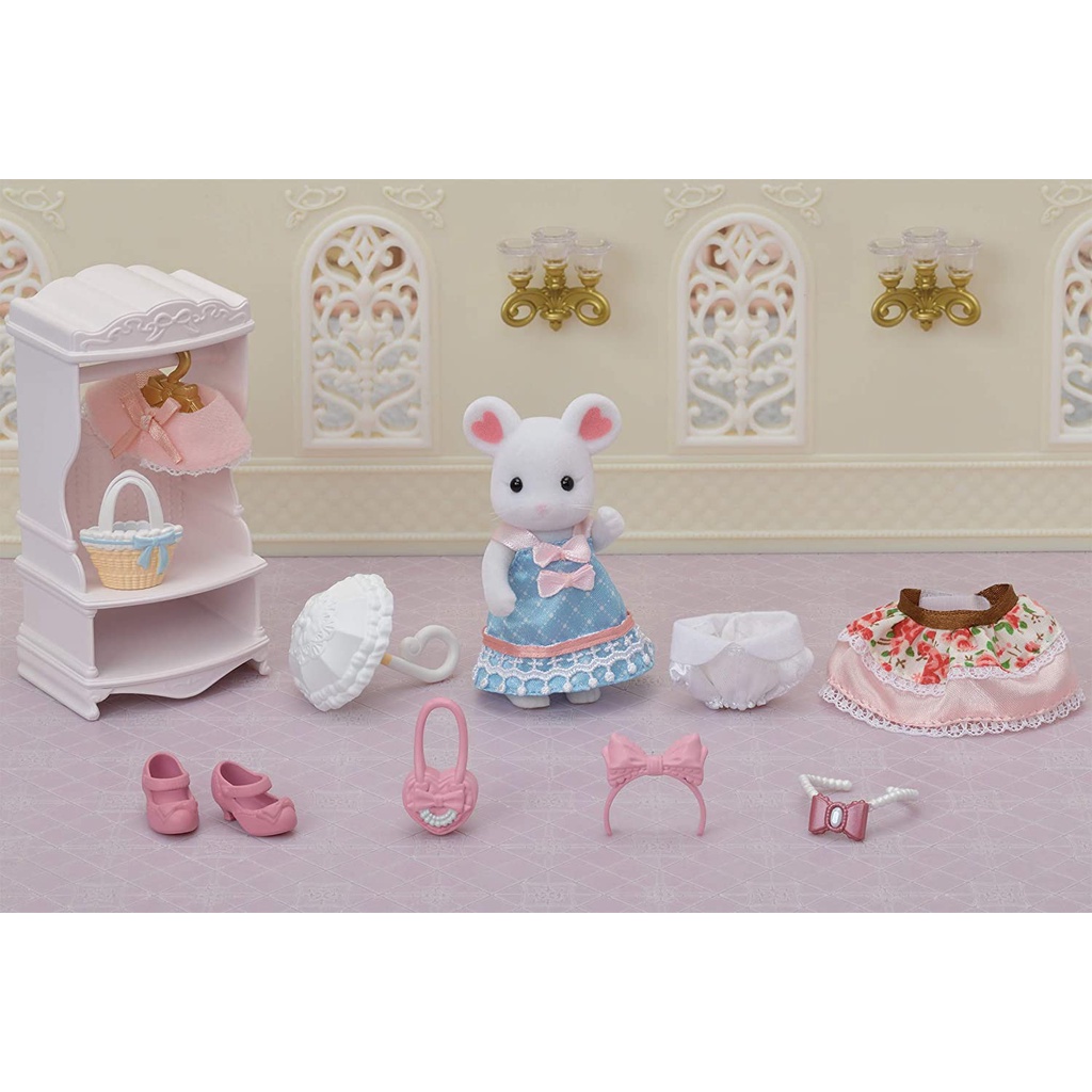 Đồ Chơi Sylvanian Families Thời Trang Thành Thị Của Quý Cô Chuột Marshmallow Mouse Town Fashion Outfit Set