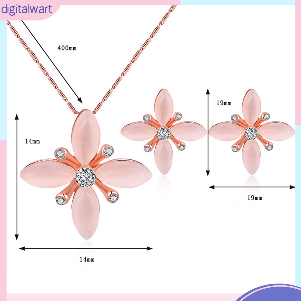 Set dây chuyền và đôi khuyên tai hình hoa đính đá thời trang cho nữ