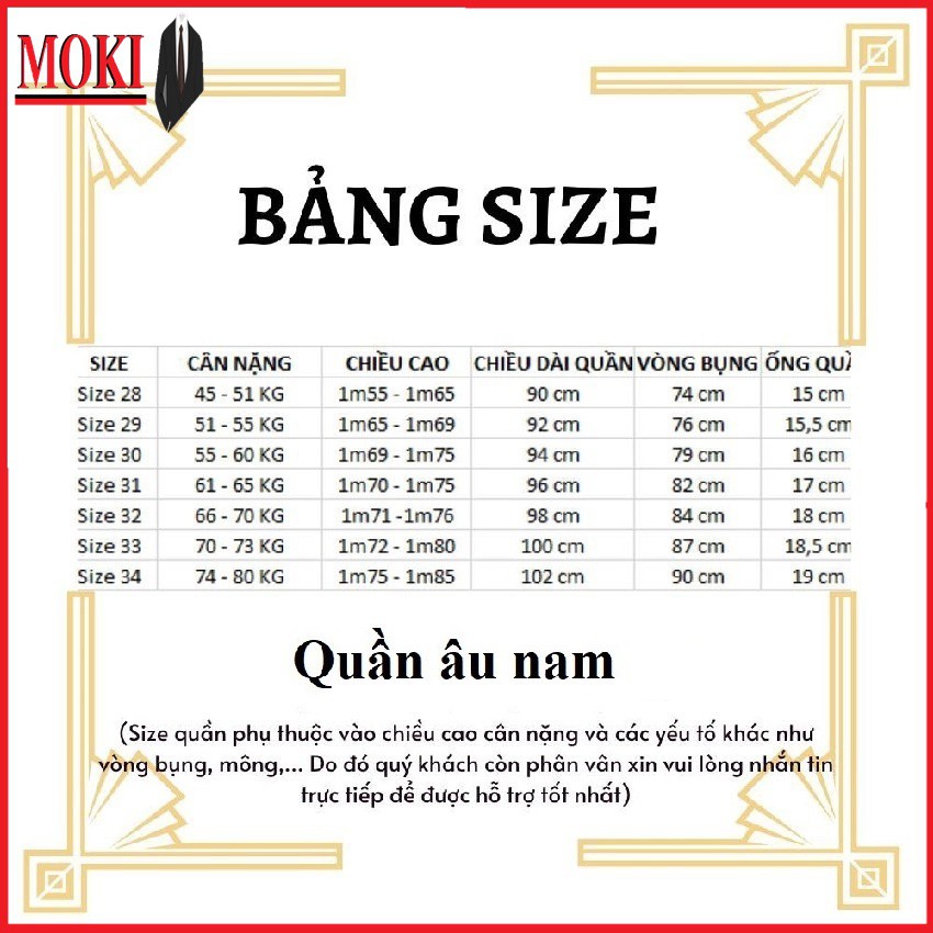 Quần âu nam MOKI ống côn vải lụa co giãn, không nhăn không xù cực kì tôn dáng | BigBuy360 - bigbuy360.vn