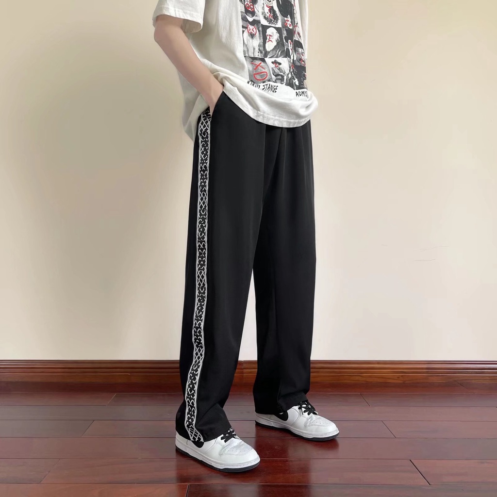Quần ống rộng Họa Tiết Kẻ Sọc Phong Cách Hàn Quốc Thời Trang Cho Nam size M-2XL