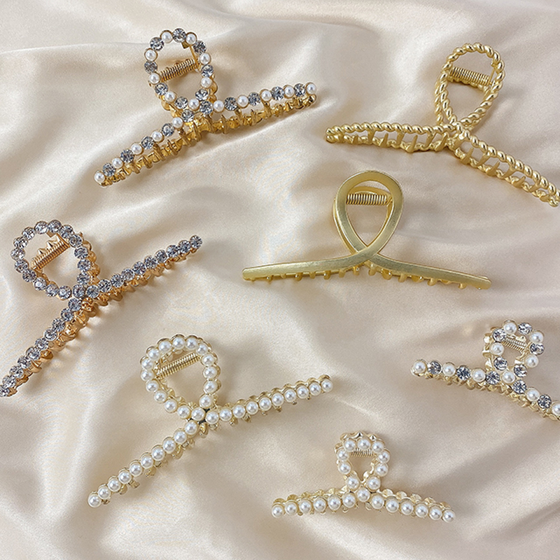 Kẹp tóc bằng kim loại đính hạt ngọc trai giả thời trang xinh xắn cho nữ