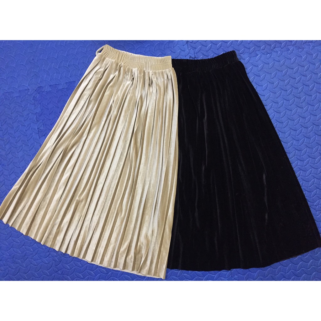 Chân váy nhung ép ly dài#váy nhung công sở 75cm