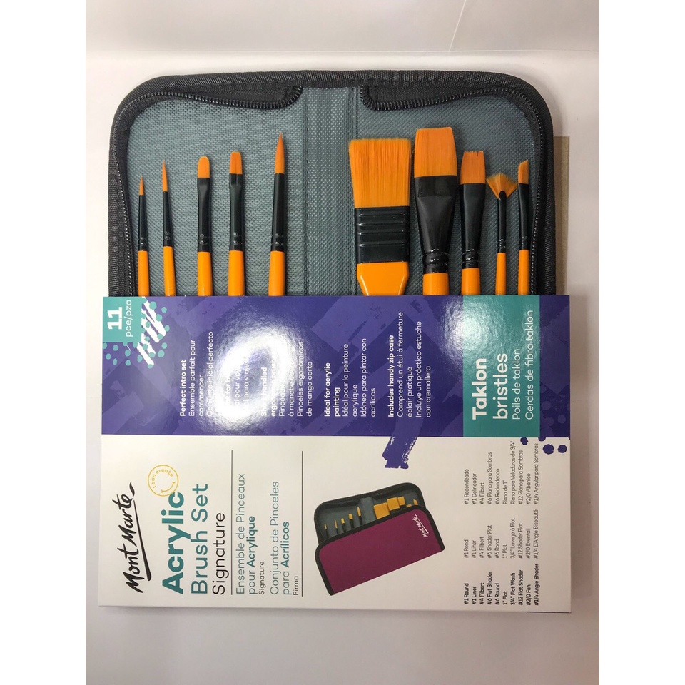 [Mã LIFEBOOK1 giảm 30K đơn 150K] SET CỌ VẼ KÈM VÍ MONT MARTE (Brush in Wallet 11PC)