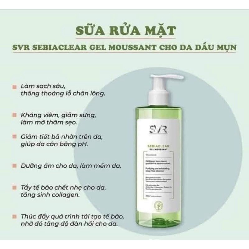 Sữa rửa mặt SVR sebiaclear gel moussant 200ml