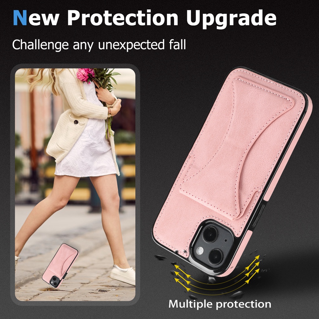 Bao Da Điện Thoại Chống Sốc Có Ngăn Đựng Thẻ Thời Trang Cho iPhone 14 / 13 / 12 / 11 / X / 8 / 7P