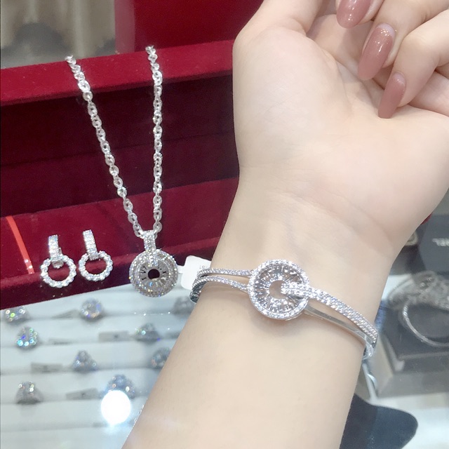 Ảnh thật SET bạc Ý 925 cao cấp xi kim đá CZ nhân tạo