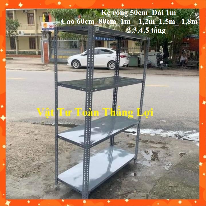 Kệ mâm sắt V lỗ rộng 50cm x dài 1m, cao 60cm_80cm_1m_1.2m_1.5_1.8m nhiều tầng
