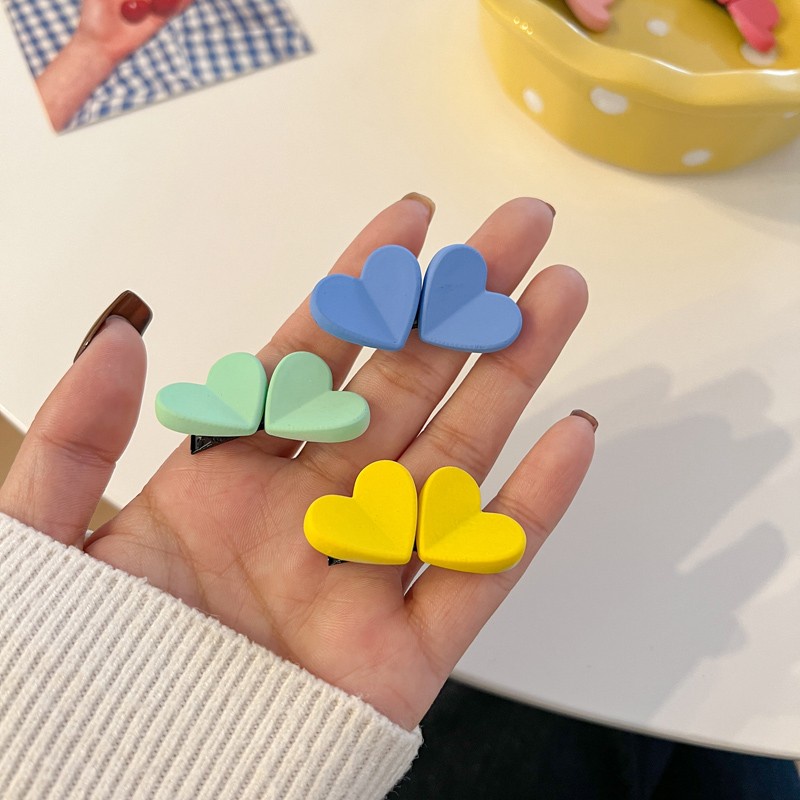 Kẹp Tóc Hình Trái Tim Nhiều Màu Sắc Ngọt Ngào Phong Cách Hàn Quốc Cho Nữ
