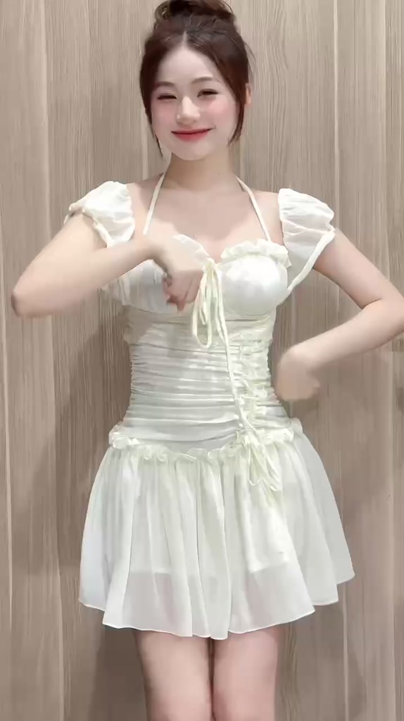 Đầm nữ quây yếm dáng ôm chất chiffon phối ren đầm nữ dạo phố xinh xắn | BigBuy360 - bigbuy360.vn