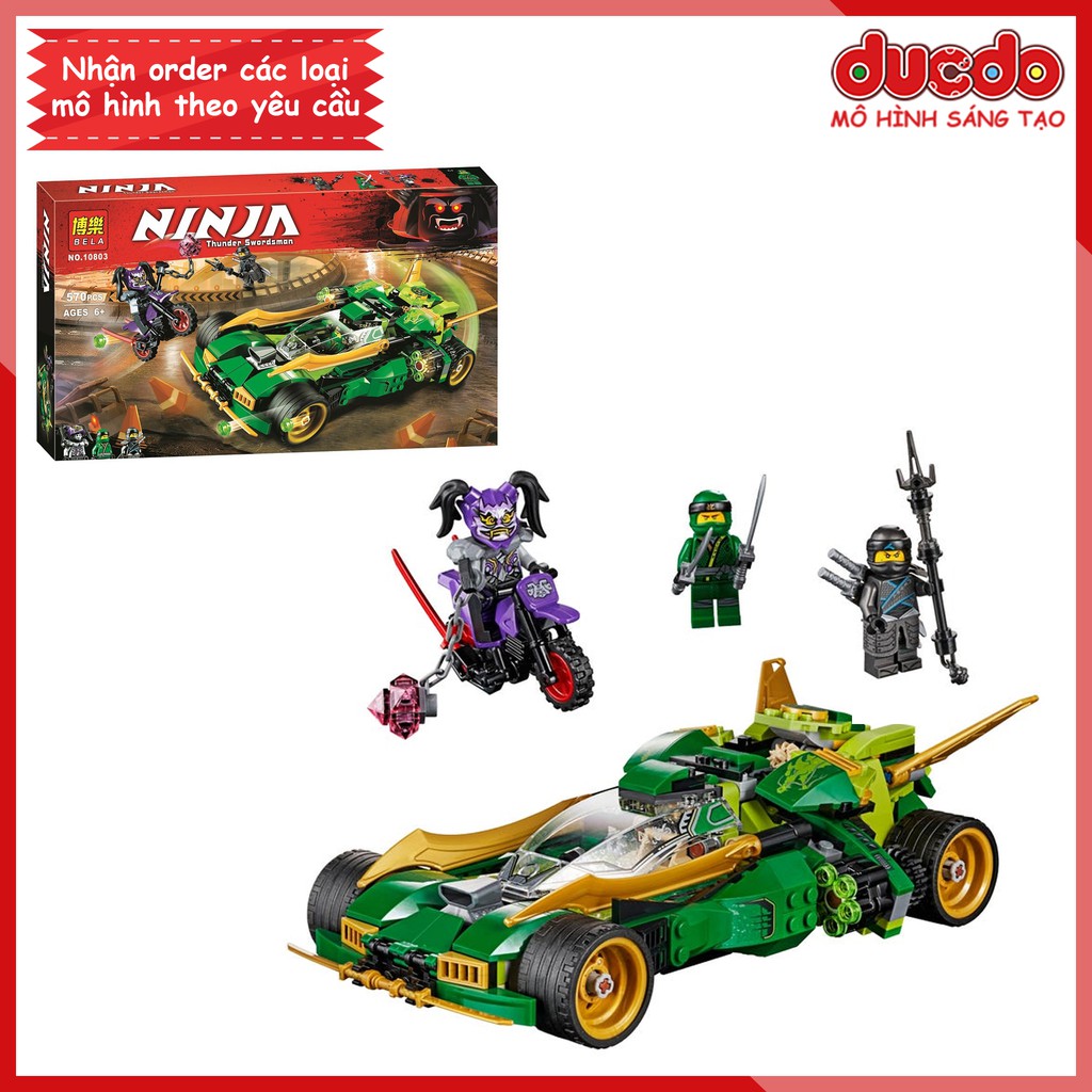 BELA 10803 Lắp ghép Ninjago Xe đua Bóng Đêm - Đồ chơi Xếp hình Mô hình Ninja Movie Nightcrawler LEPIN 06076 70641