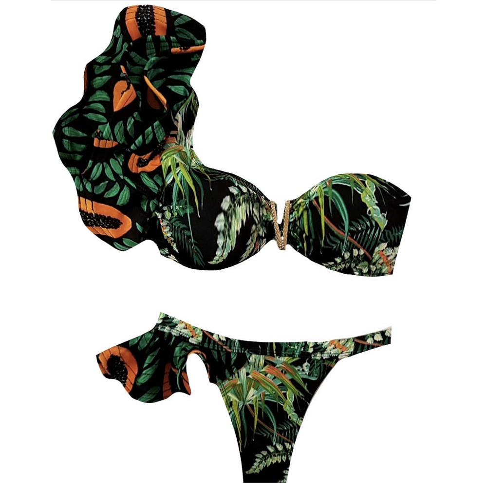 One Bộ Bikini Một Mảnh In Họa Tiết Phong Cách Brazil Quyến Rũ Cho Nữ