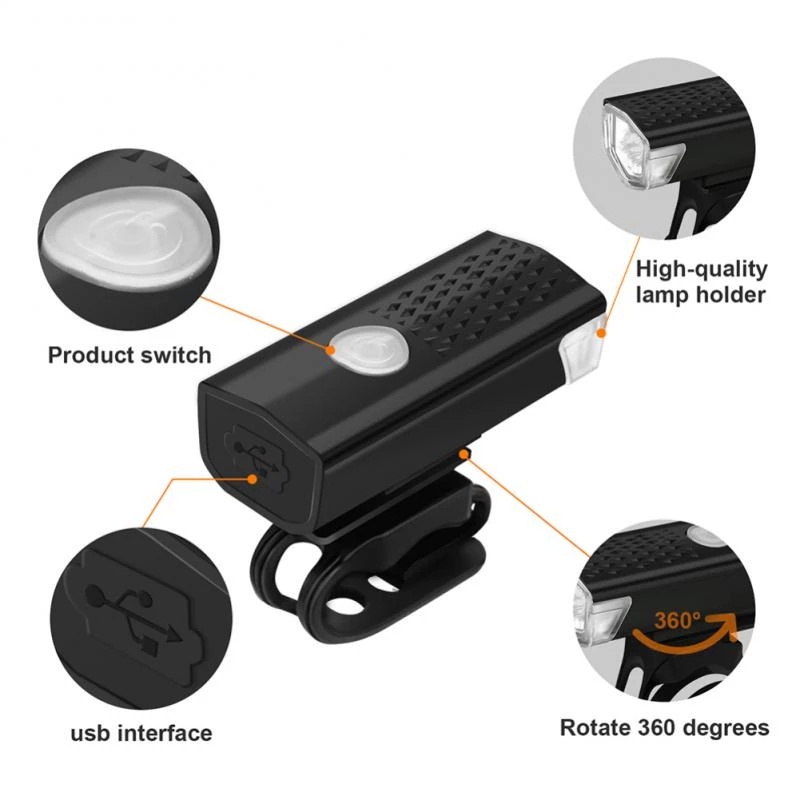 Đèn Pha LED 3 Chế Độ Sạc USB Chống Thấm Nước An Toàn Tiện Dụng Cho Xe Đạp Leo Núi
