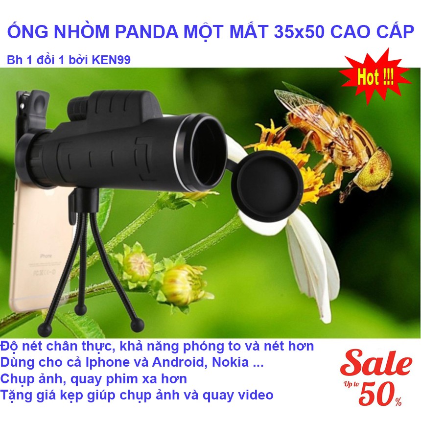 Ống nhòm chụp ảnh Panda KN557 ống nhòm 1 mắt, nhìn siêu xa ,siêu nét, tặng kèm kẹp điện thoại hỗ trợ chụp hình