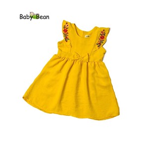 Đầm Đũi thêu Hoa Bèo Dọc bé gái BabyBean (VÀNG, HỒNG, ĐỎ)