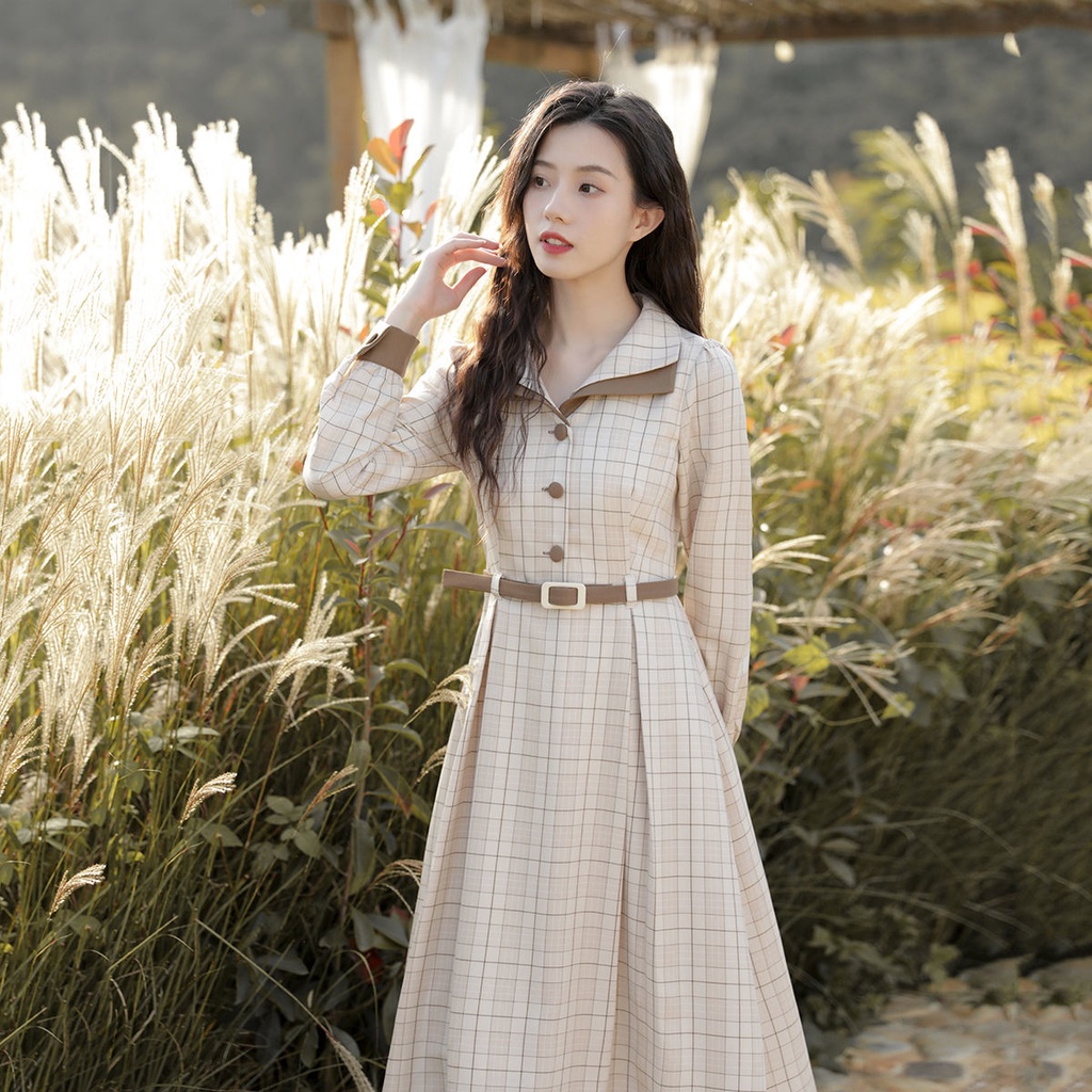 Đầm Ôm Dáng Chiết Eo Họa Tiết Kẻ Sọc Phong Cách Cổ Điển Thanh Lịch Dành Cho Nữ