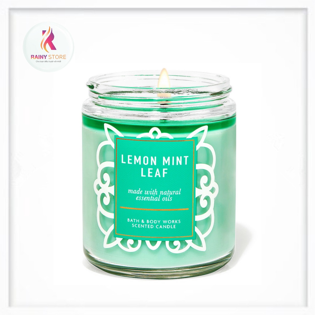 Nến thơm 1 tim Bath &amp; Body Works Lemon Mint Leaf 198g