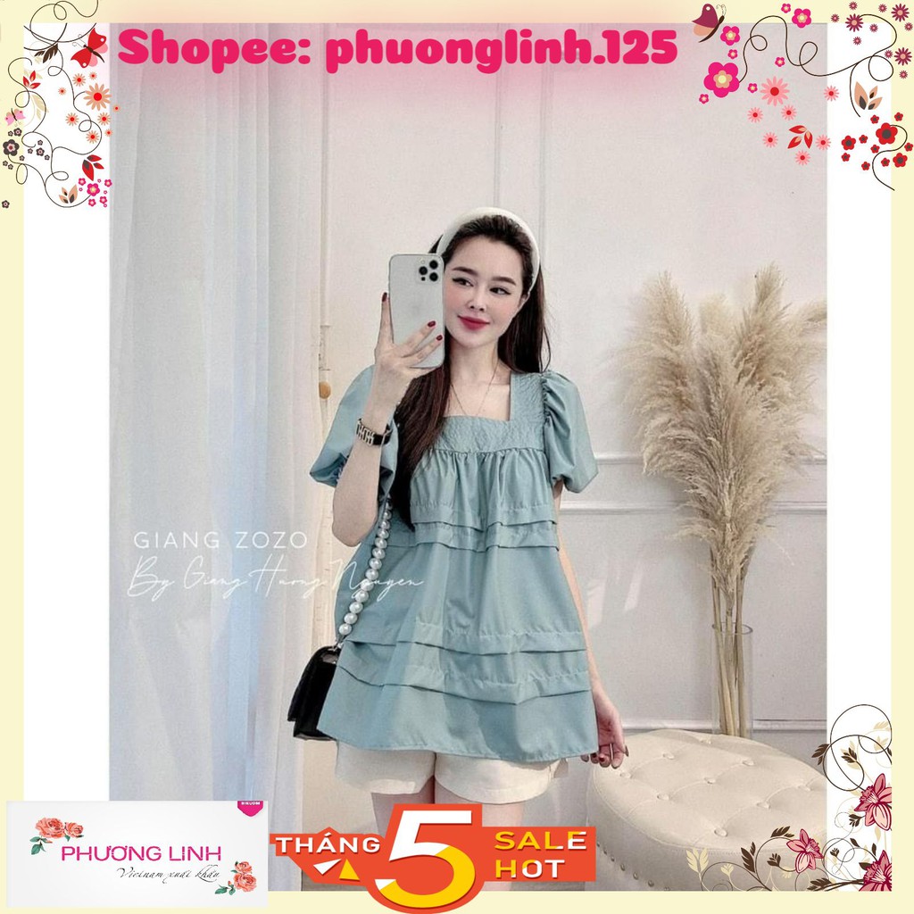 ÁO SƠ MI XANH CHỈ TRẦN TAY BỒNG CHO NỮ
