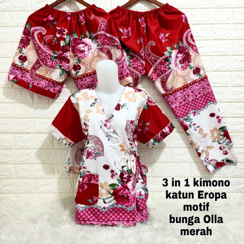Bộ Đồ Ngủ Pijama 3 Trong 1 Họa Tiết Hoa Anh Đào Phong Cách Kimono | BigBuy360 - bigbuy360.vn